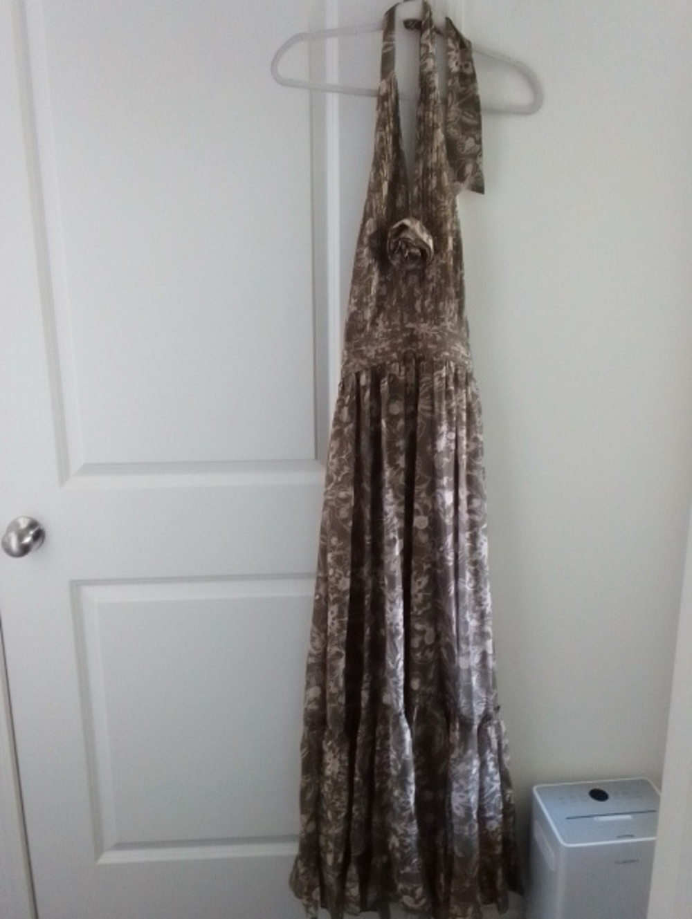 Petal And Pup Olive Floral Halter Maxi Dress